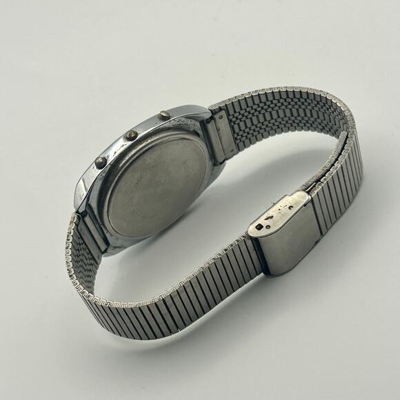 Vintage 1980s Cronoalarm Silver St. Steel Digital Quartz Watch New Battery